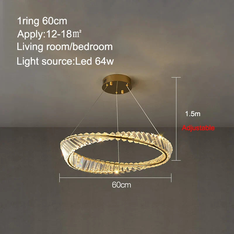 Afralia™ Crystal Ring Ceiling Lamp - Modern Luxury LED Chandelier for Master Bedroom & Living Room