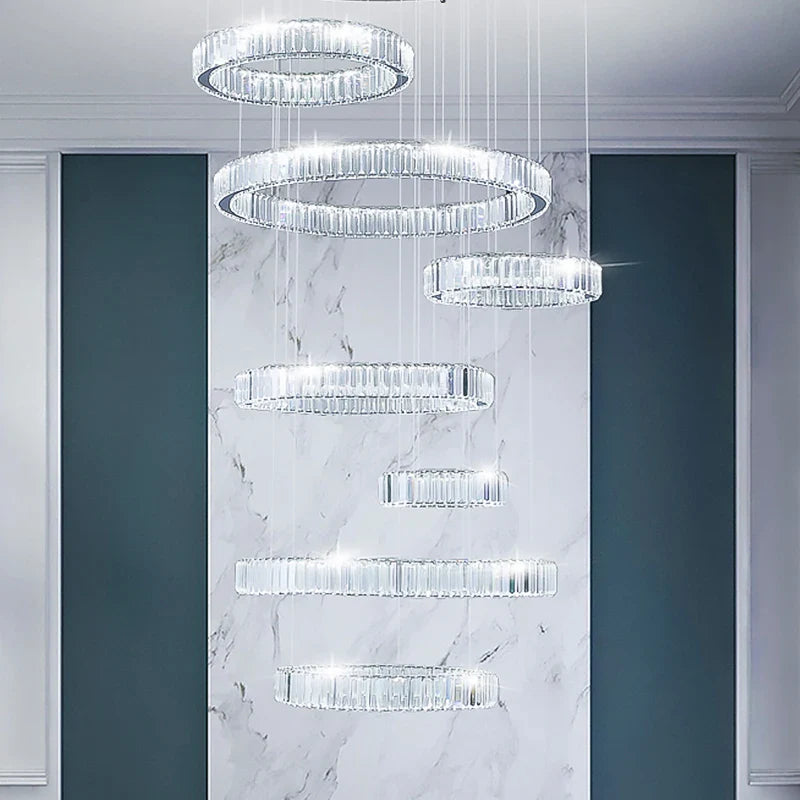 Afralia™ Luxury Crystal Chandelier Modern Led Lighting for Ining Room Staircase Villa Hall