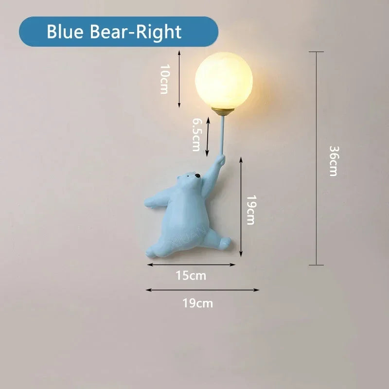 Afralia™ Bear Moon Wall Lamp: Modern Cartoon Light for Kids' Bedroom Décor