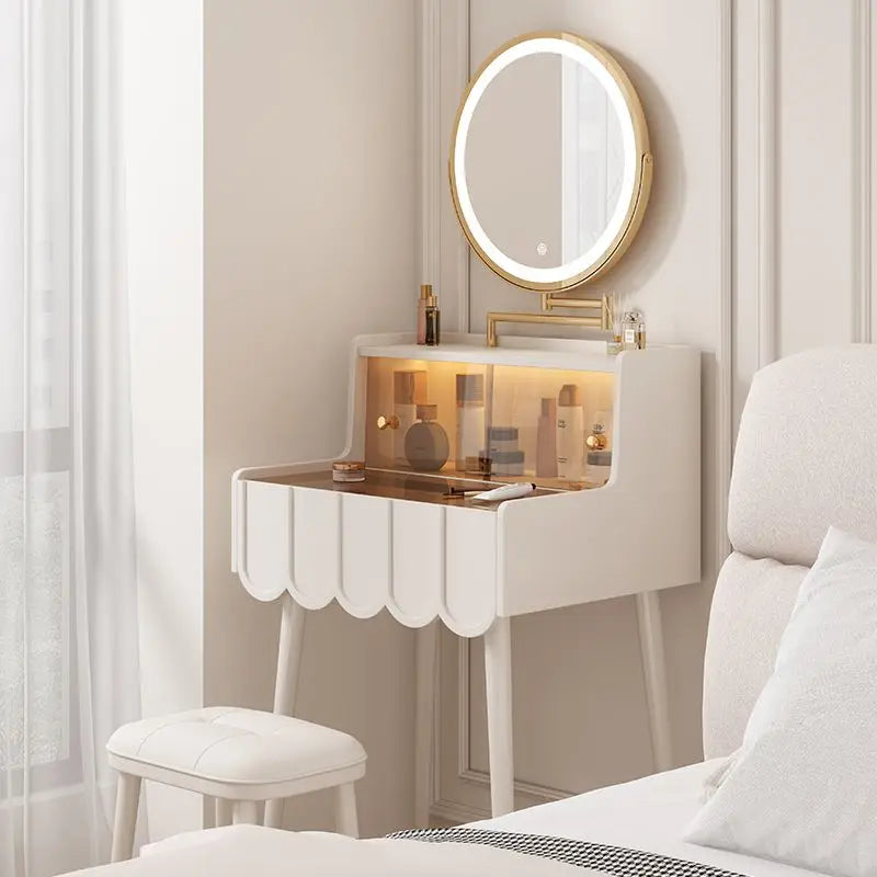Afralia™ Luxury Nordic Vanity Table Set with Mirror - Modern Bedroom Makeup Furniture
