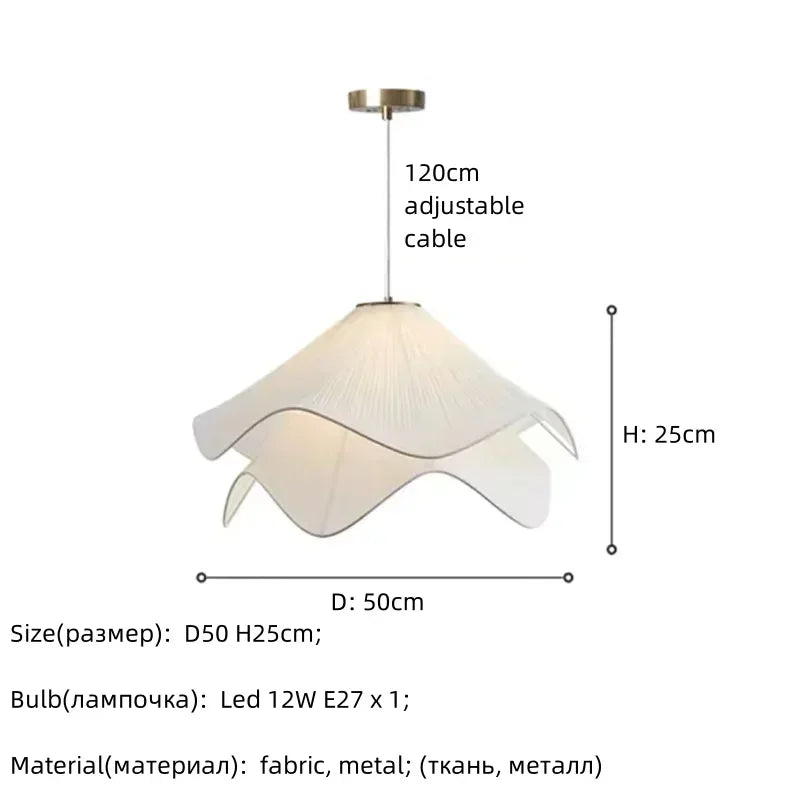 Afralia Fabric Petal Pendant Lights - Nordic Creamy Bar Suspension Lamp