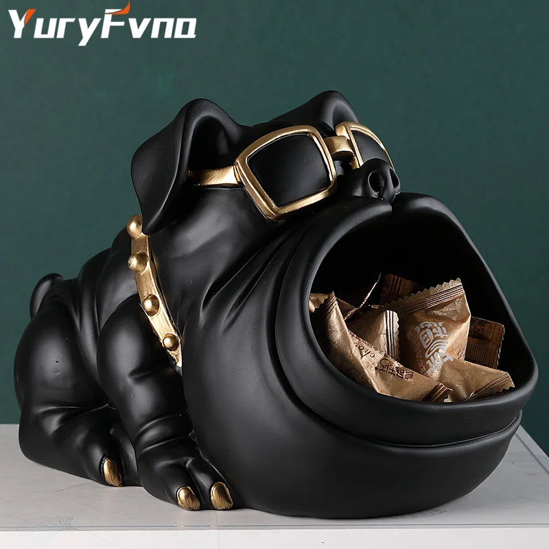 Afralia™ Cool Dog Sculpture Table Decoration Decorative Coin Bank Storage Box