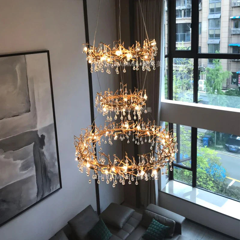 Afralia™ Modern Luxury Crystal Chandeliers: Elegant Copper Ceiling Lamp for Living & Dining Rooms