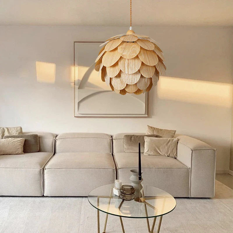 Afralia™ Pine Fruit Chandelier: Nordic Bamboo Wood Art Pendant Lamps for Dining Living Room Restaurant