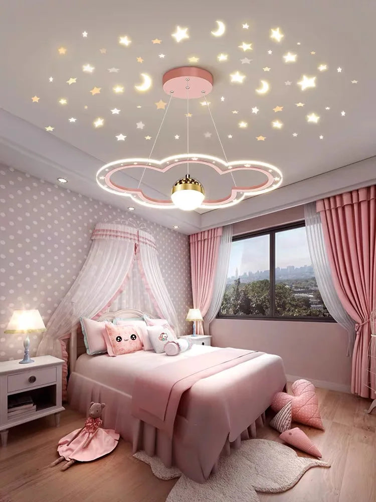 Afralia™ Cloud Flower LED Chandelier: Modern Starry Sky Decor for Kid's Bedroom and Study Hall