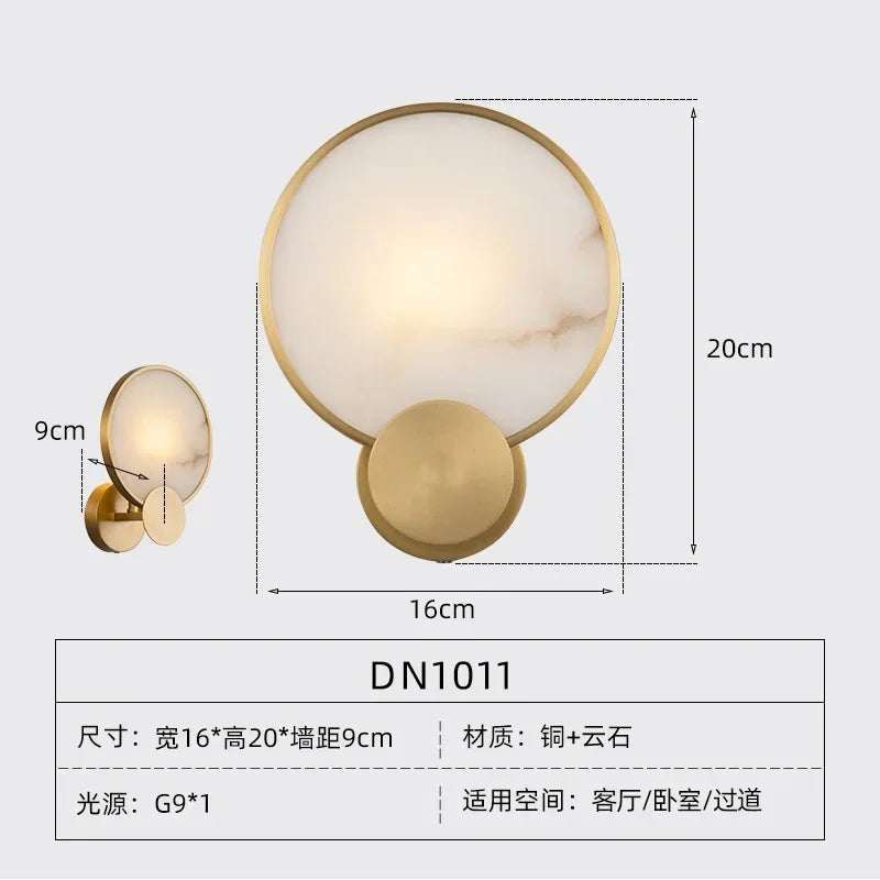 Afralia Marble & Copper Wall Lamp for TV Background, Restaurants, Bedroom - Luxury Decor