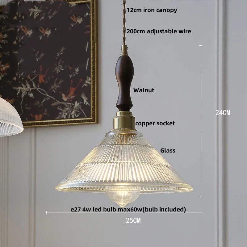Afralia™ Nordic LED Pendant Light - Clear Glass Brass Switch Dining Room Decor