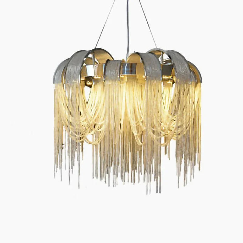 Afralia™ Nordic Tassel Chain Chandelier Chrome Metel Luxury Light for Living Room