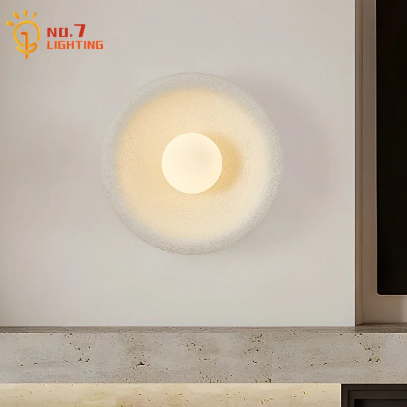 Afralia™ Wabi-Sabi Designer Wall Light LED Warm Atmosphere Resin Living Room Bedroom