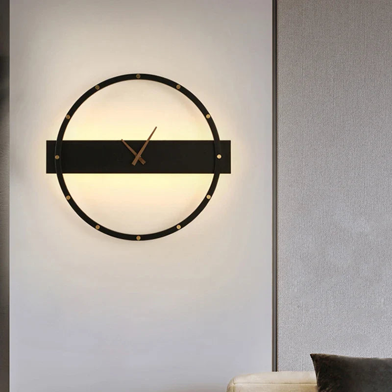 Afralia™ Modern Nordic Wall Clock Lamp for Bedroom and Living Room