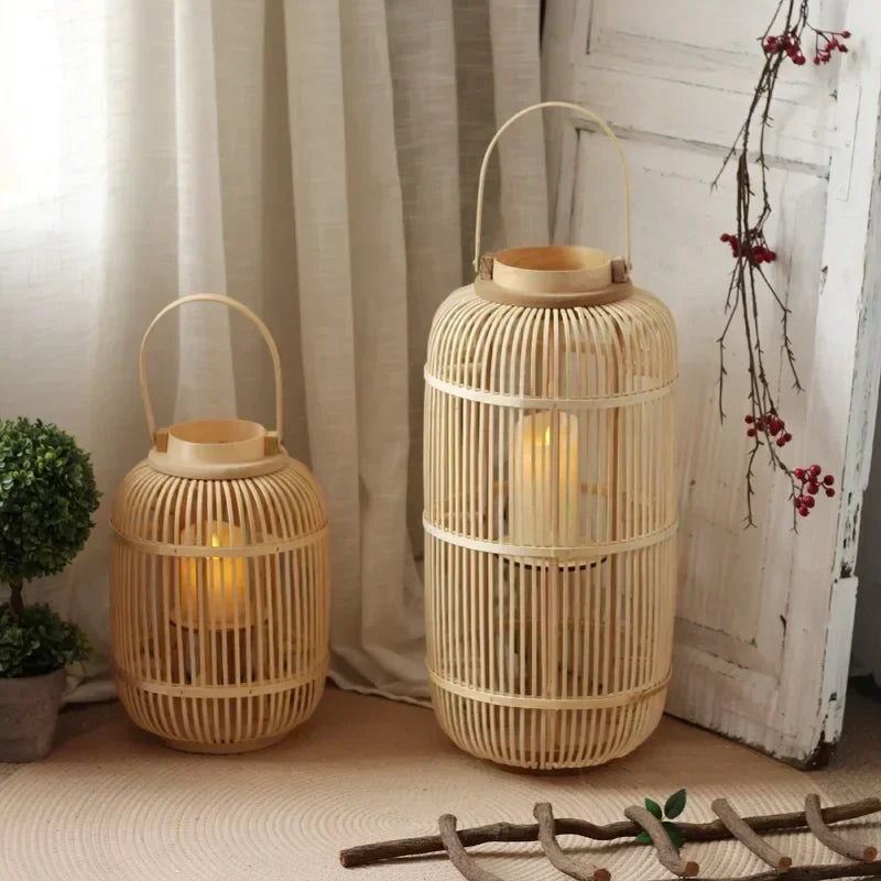 Bamboo Weaving Candlesticks by Afralia™ - Chinese Style Decorative Lanterns for Home and Hotel