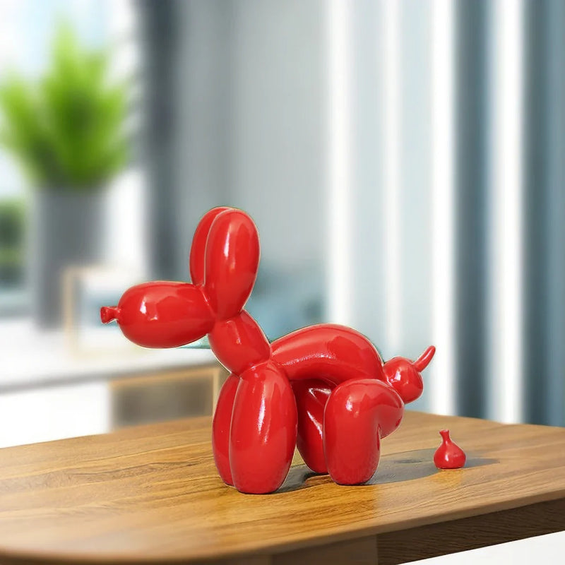 Afralia™ Dog Balloon Poop Resin Sculpture Funny Pop Art Statue Home Decor