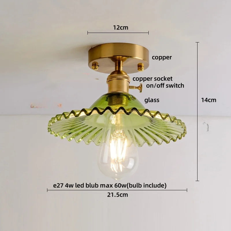 Afralia™ Glass Flush Mounted Ceiling Light Fixture - Modern Nordic Green Glass LED Ceiling Lamp