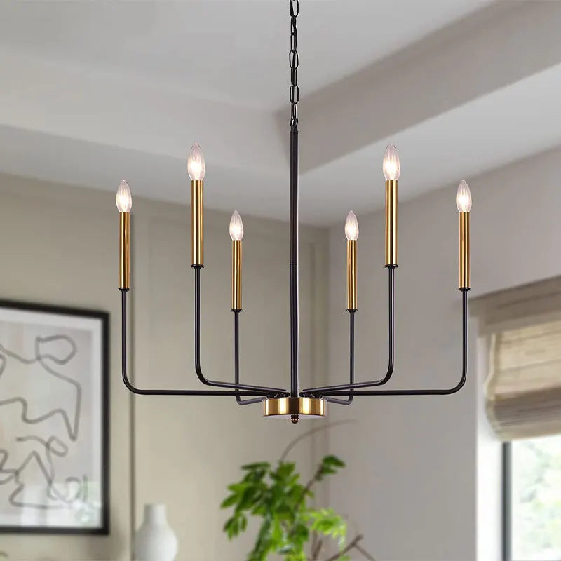 Afralia™ Iron Candle Chandelier for Living Room Bedroom Dining Room