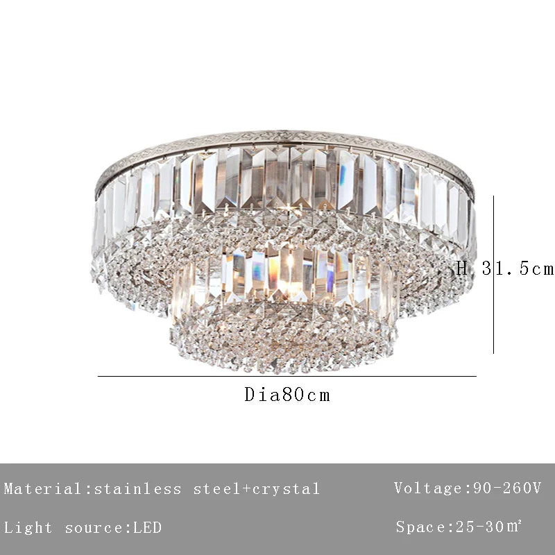 Afralia™ Large Crystal Chandelier Chrome Hanging Lamp for Dining Room Decor