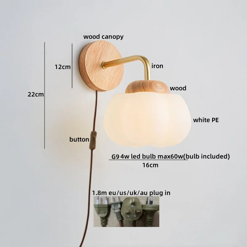 Afralia™ Cotton LED Wall Lamps with Pull Chain Switch for Restaurant Living Room Bedroom