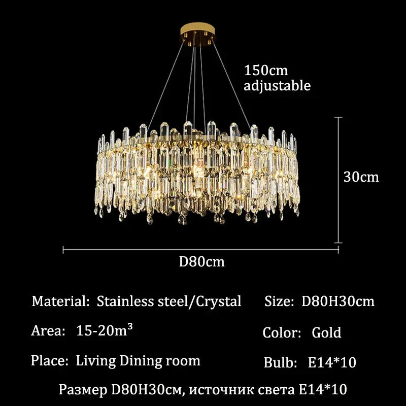 Afralia™ Luxury Crystal Chandeliers for Home Dining Room Living Room Villa Ceiling Lights