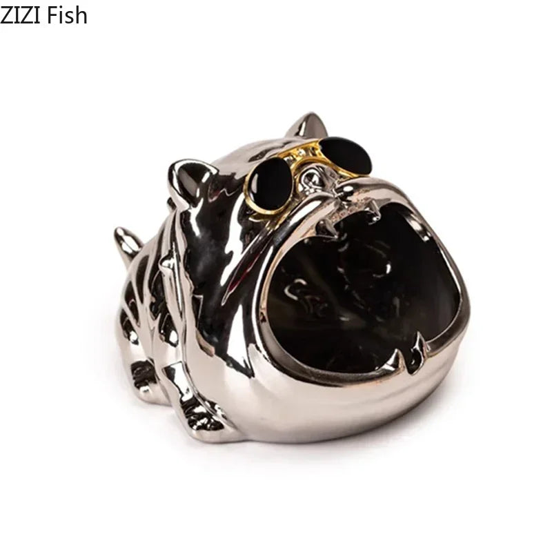 Afralia™ Bulldog Ceramic Ashtray | Desktop Smoking Accessory | Portable Weed Ash Tray