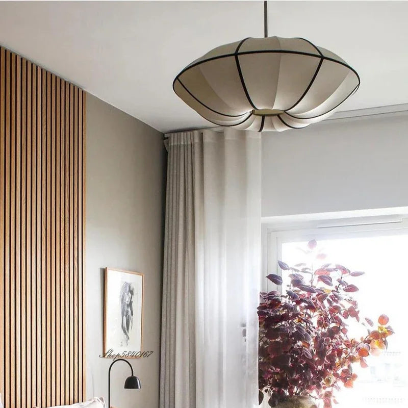 Afralia™ Danish Fabric Pendant Lamp Vintage Chandelier E27 Bulb
