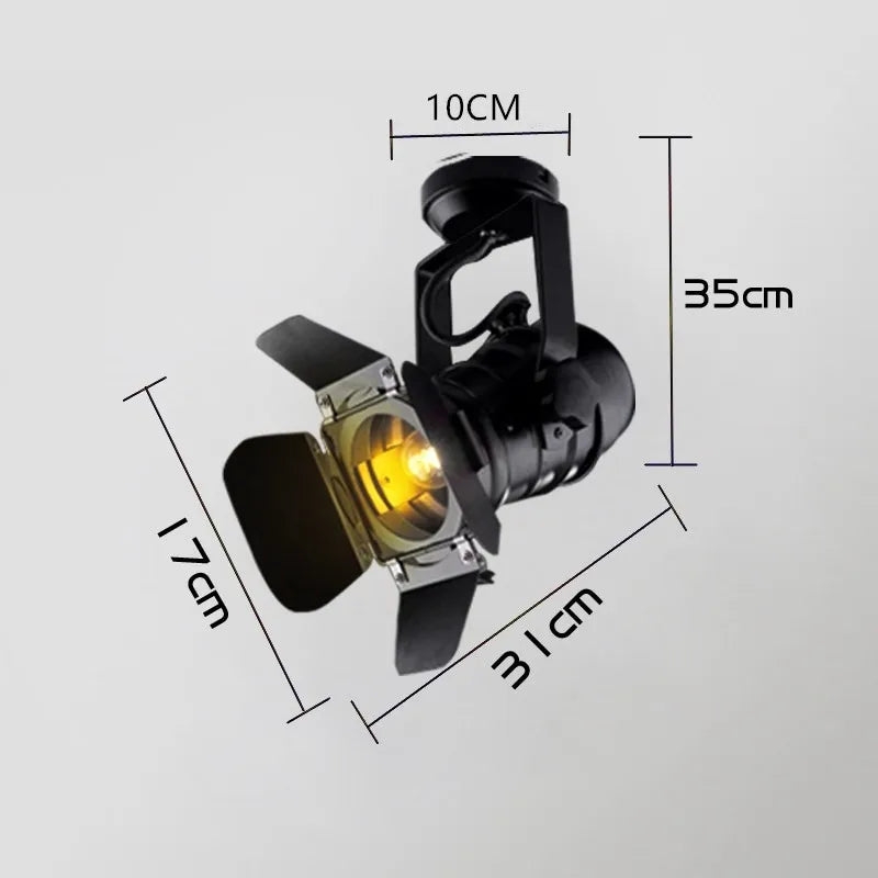 Afralia™ Retro Loft Iron LED Ceiling Lights, Industrial E27 Track Lamps for Bar Cafe.