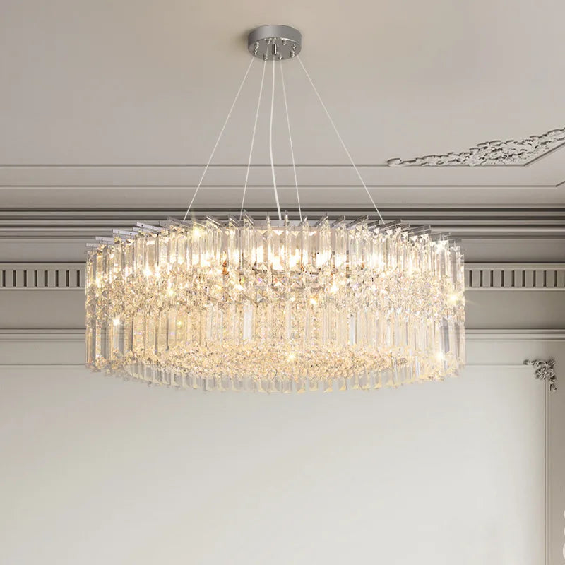 Afralia™ Crystal LED Ceiling Chandelier - Modern Chrome Hanging Lamps
