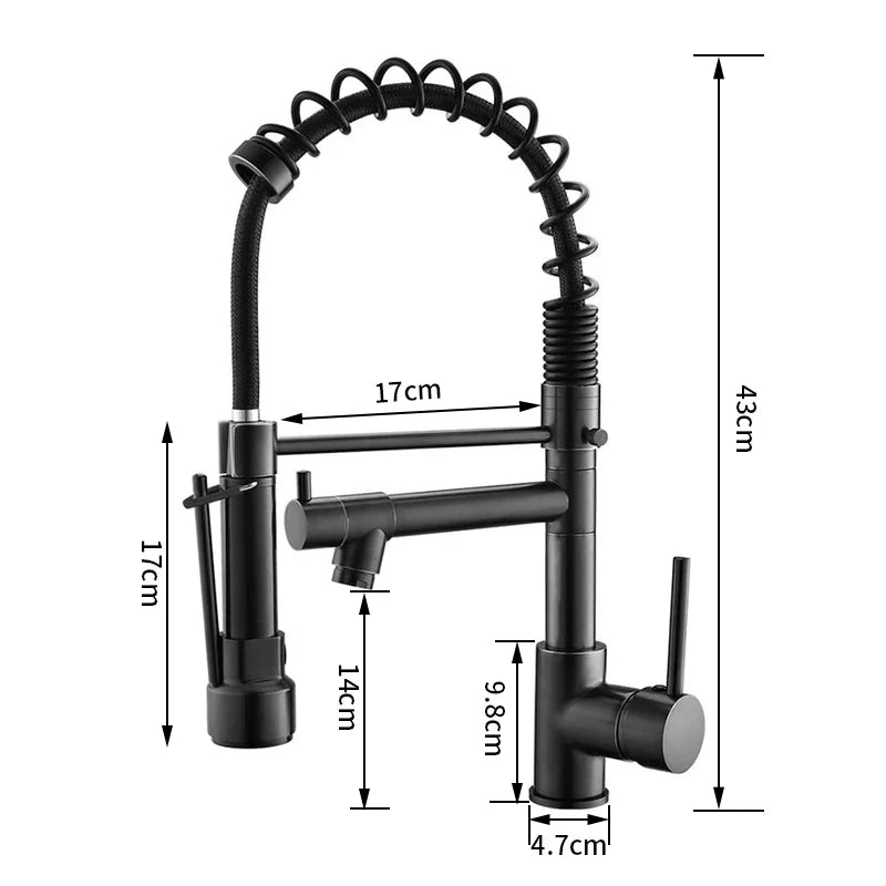 Afralia™ Brushed Nickel Kitchen Faucet Pull Out Mixer Tap Swivel Water Outlet