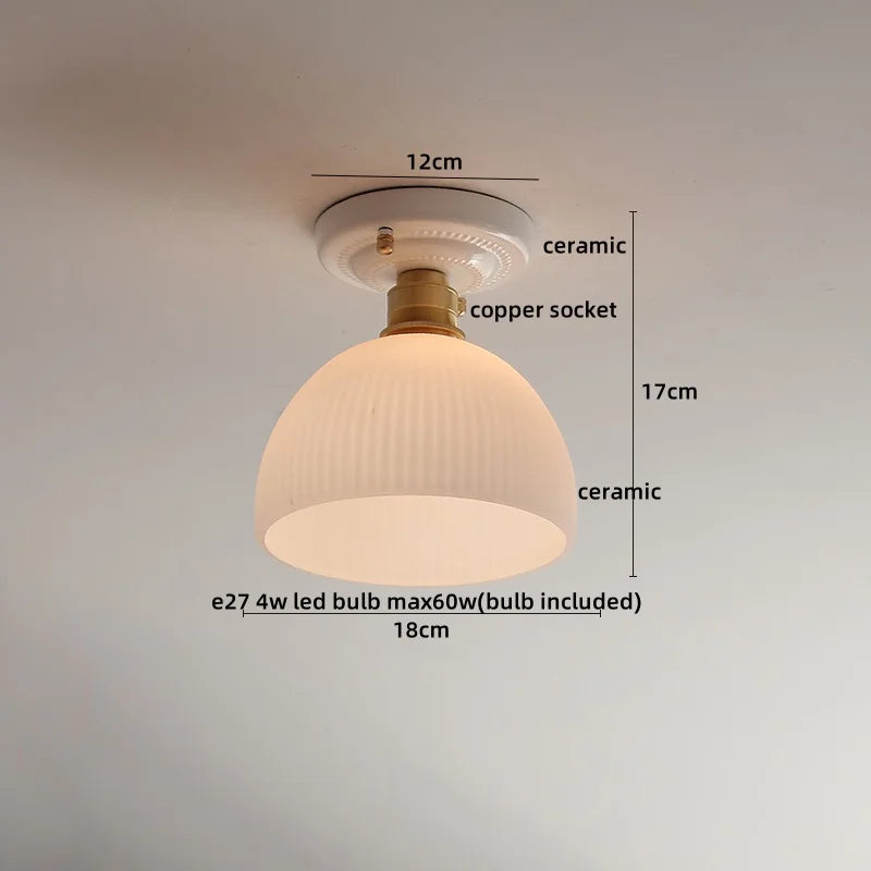 Afralia™ Ceramic Copper LED Ceiling Light: Modern Indoor Lighting Fixture for Home Decor