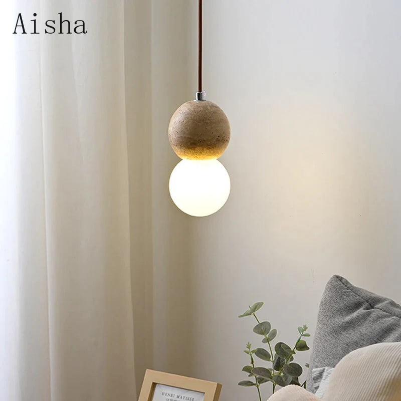 Afralia™ Yellow Cave Stone Pendant Lamp Gourd Hanging Light - Nordic Living Room Decor