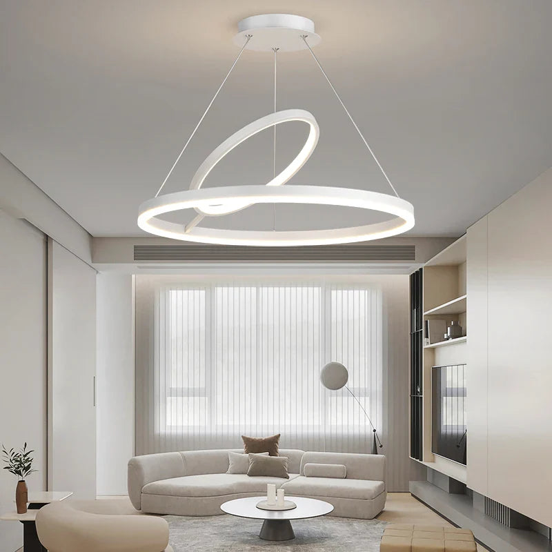 Afralia™ LED Ceiling Chandelier: Modern Nordic Rings Pendant Light Fixture for Living Room & Bedroom