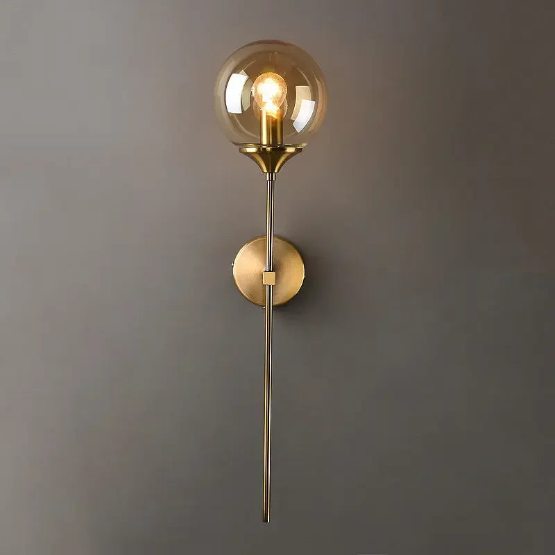 Afralia™ Golden Glass Ball Wall Lamp: Modern Nordic Style Bedside & Living Room Lighting