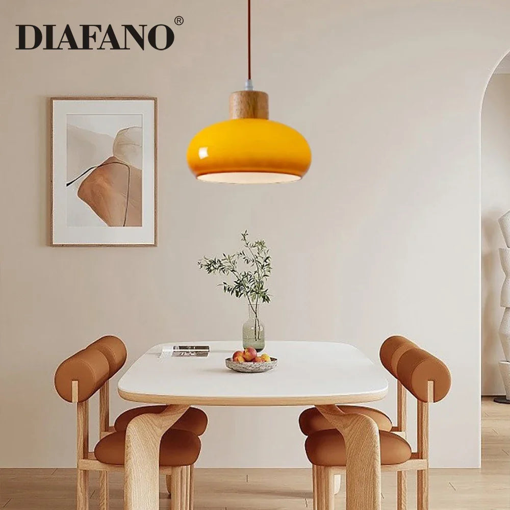 Afralia™ Orange Glass LED Pendant Light Fixture for Home Indoor Living Spaces