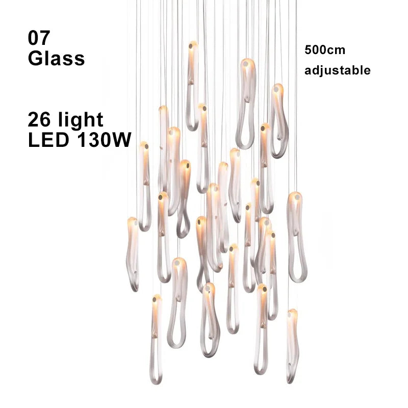 Afralia™ Linear White Glass Chandelier LED Dimmable Bedroom Light