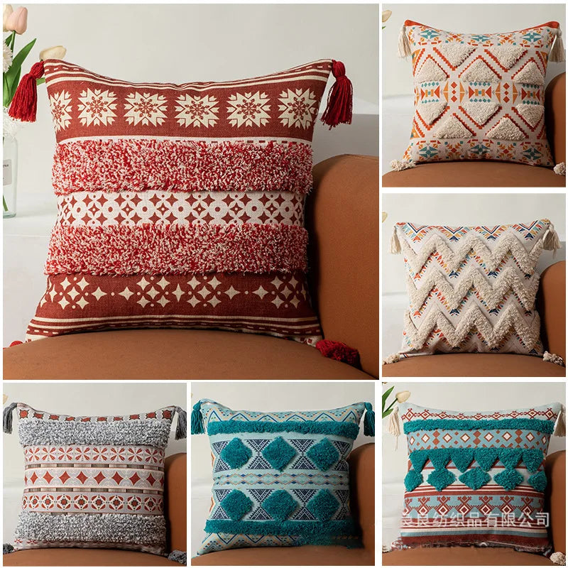 Afralia™ Boho Fringe Pillow Covers 45x45 - Luxury Decorative Cushions for Sofa and Bed