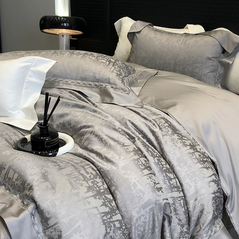 Afralia™ Luxury Jacquard Cotton Lyocell Bedding Set with Breathable Duvet Covers