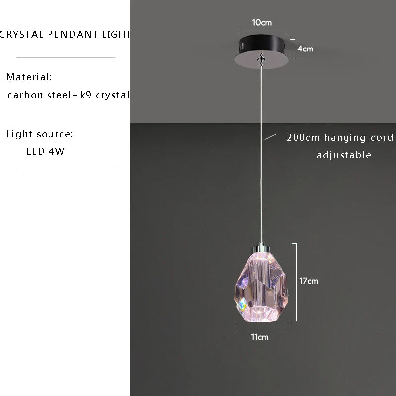 Afralia™ Pink Crystal Chandelier | Sleek Modern Design | Luxury Hanging Lamp for Home