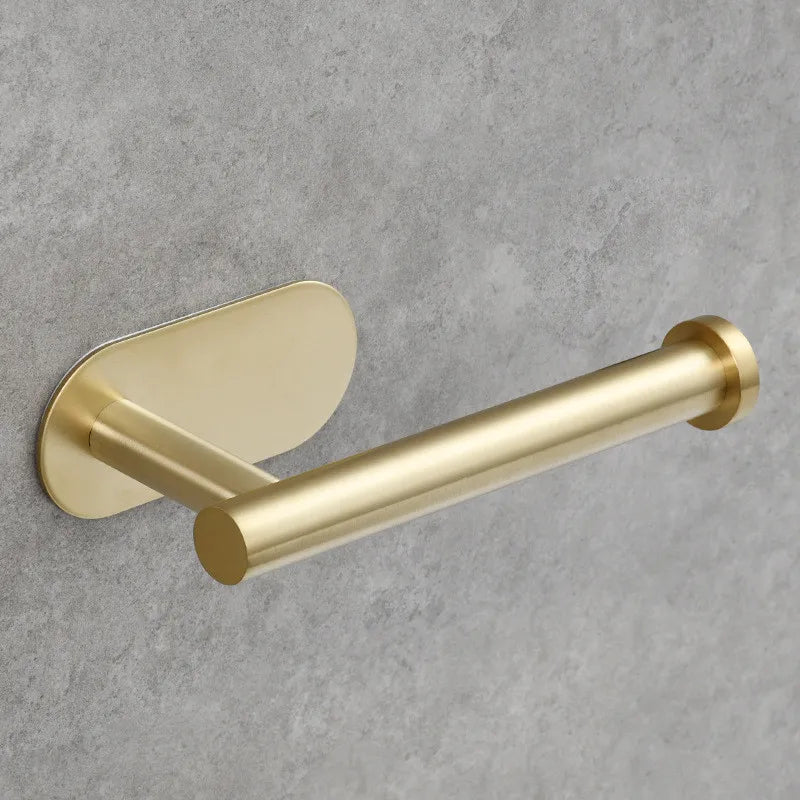 Afralia™ Brushed Gold Stainless Steel Tissue Holder - Wall Mounted Toilet Paper Roll Stand