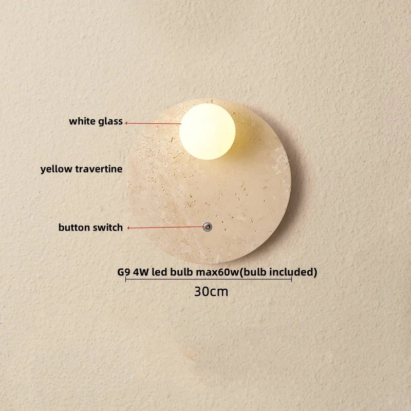 Afralia™ Natural Yellow Travertine Stone LED Wall Sconce Stair Light