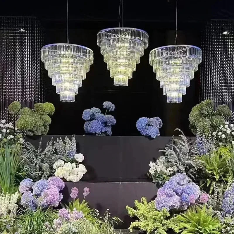 Afralia™ Crystal Ice Bar Chandelier: Luxury Hotel Restaurant Living Room Lighting