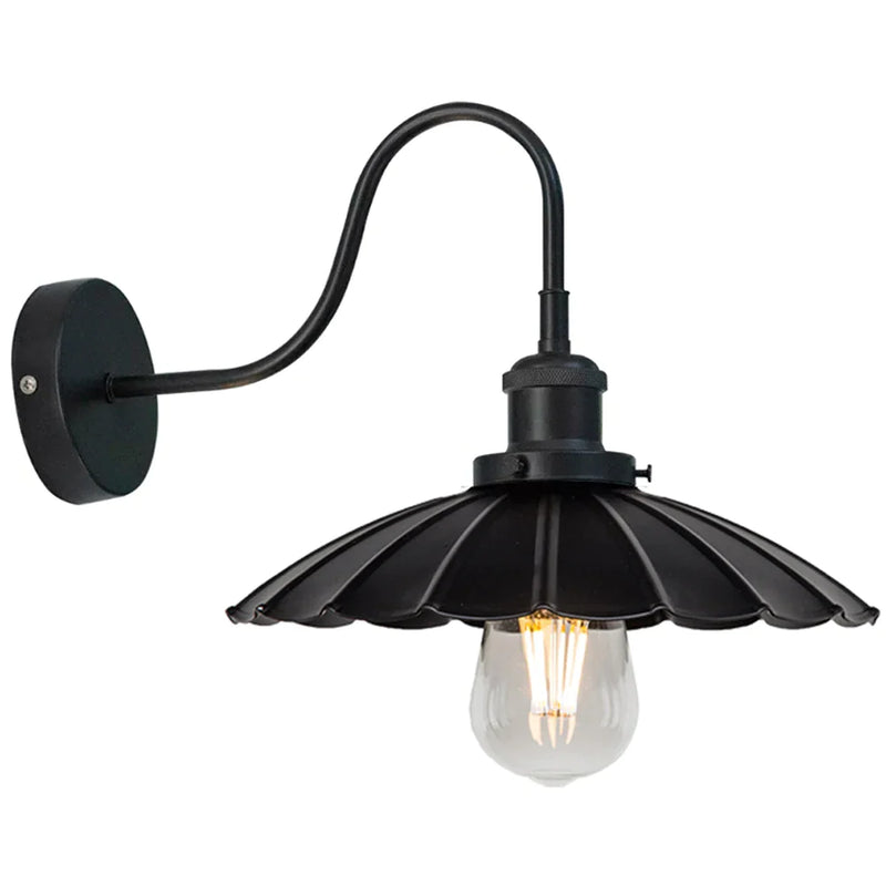 Afralia™ Vintage Black Gooseneck Barn Light Wall Sconce E27 Industrial Farmhouse Wall Mount Lamp