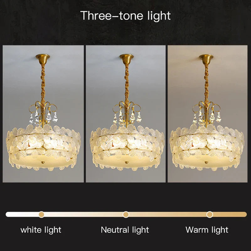 Afralia™ Nordic Glass Flower LED Pendant Chandelier for Kitchen Dining Living Room