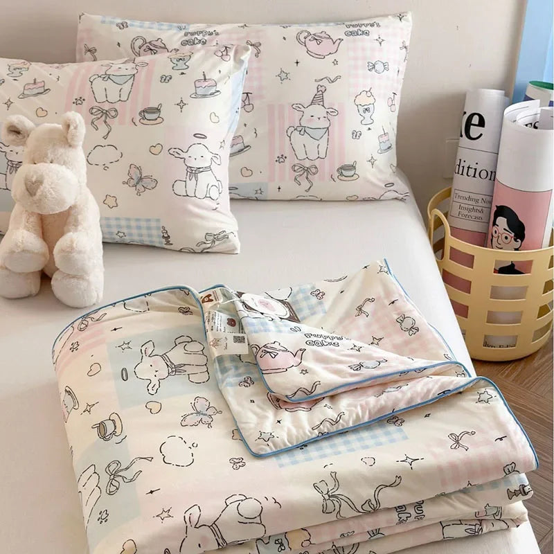 Afralia™ Children Cartoon Summer Cooling Quilt - Double Bed Breathable Thin Blanket Duvet