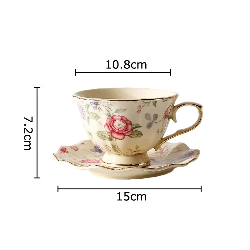 Afralia™ Rose Texture Ceramic Cup & Saucer Set