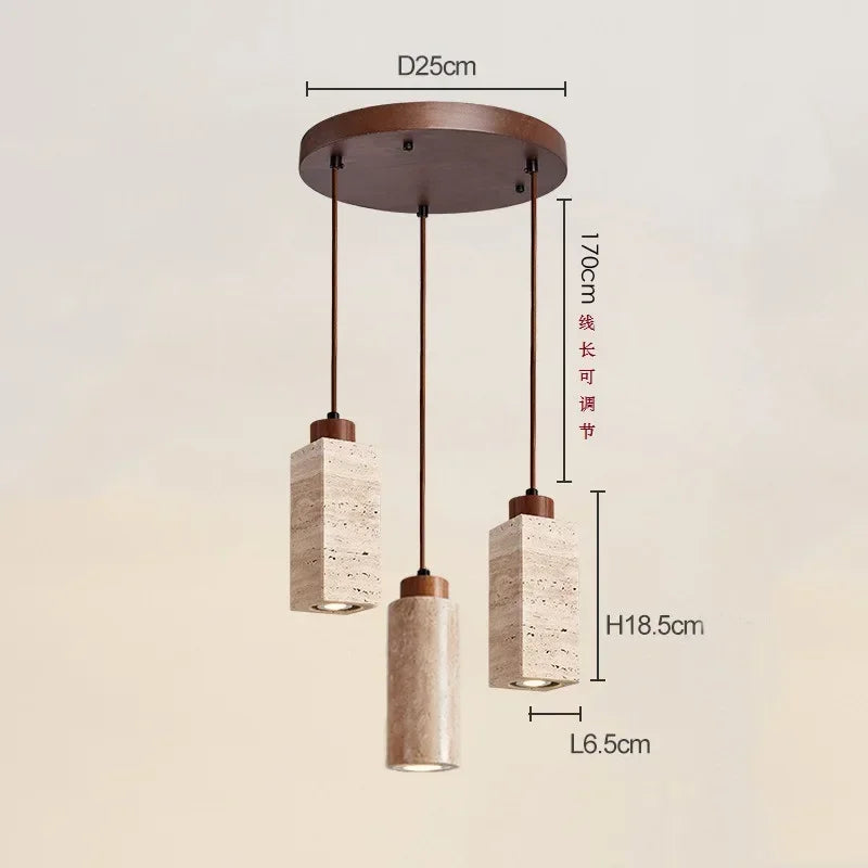 Afralia™ Travertine Stone Pendant Chandelier for Kitchen Dining Room