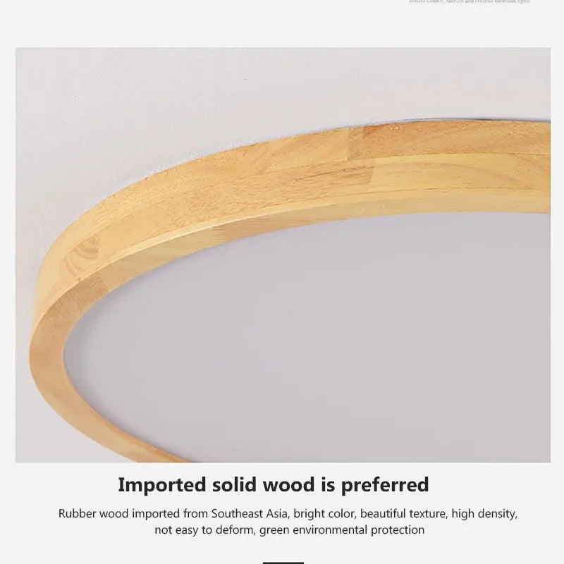 Afralia™ Wood Finish LED Ceiling Light: Modern, Thin, Nordic Design for Home Decor.