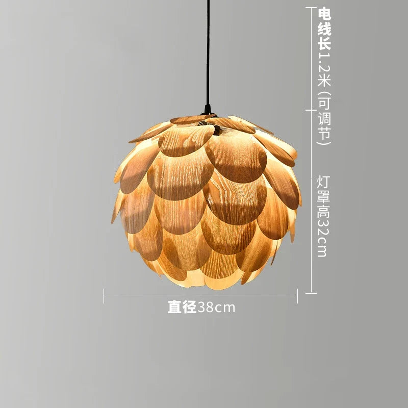 Afralia™ Pine Fruit Chandelier: Nordic Bamboo Wood Art Pendant Lamps for Dining Living Room Restaurant