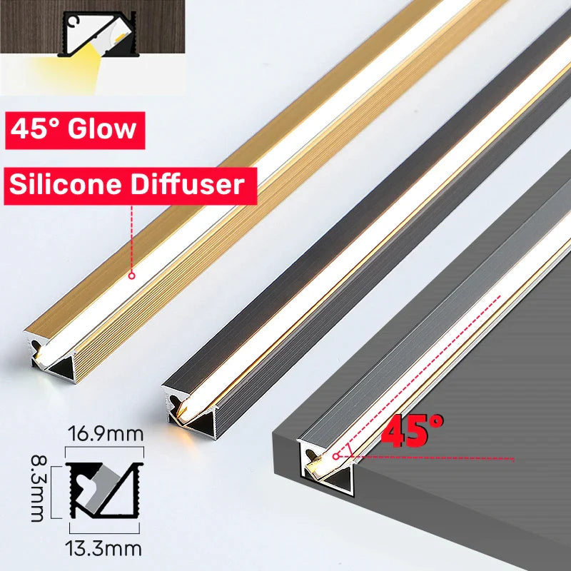 Afralia™ 45° Backlight LED Aluminum Profile Bar with Silicone Diffuser Cover