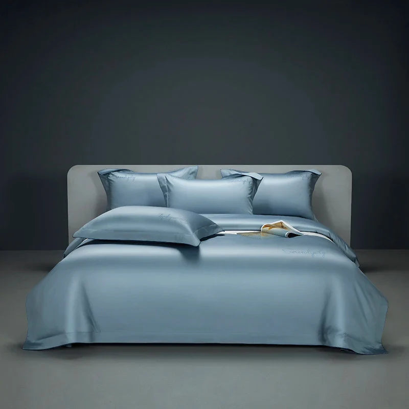 Afralia™ Luxury Embroidery Solid Color Bedding Set - 1200TC Egyptian Cotton, Hotel Style