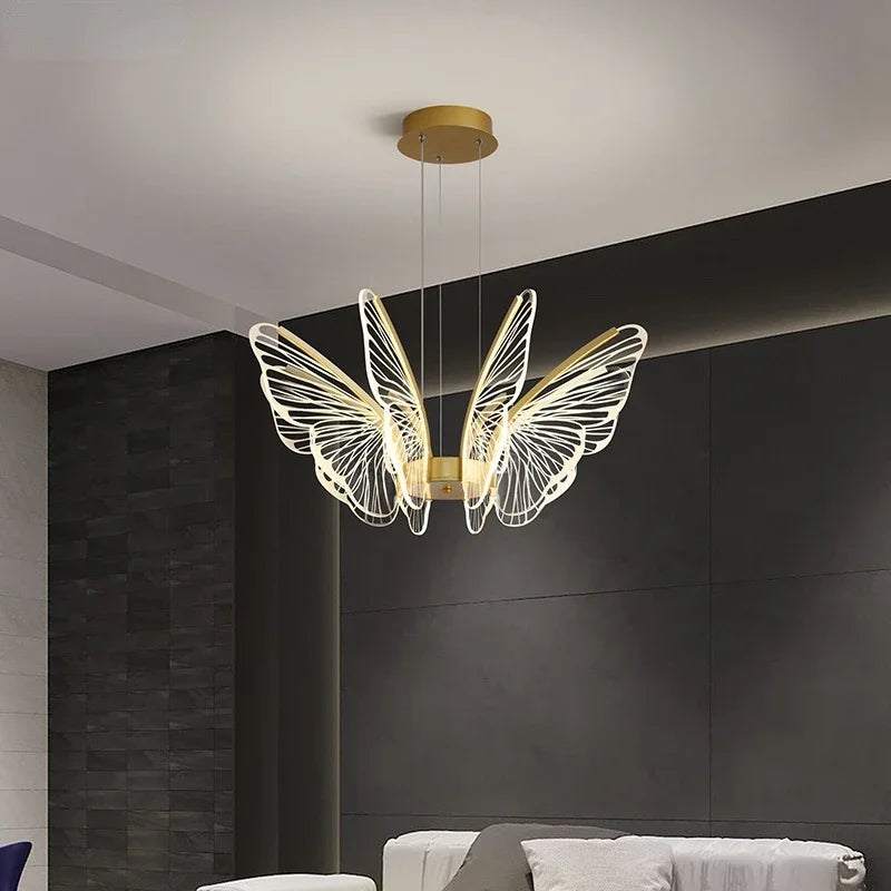 Afralia™ LED Butterfly Ceiling Chandelier - Luxury Pendant Light for Bedroom, Living & Dining Room