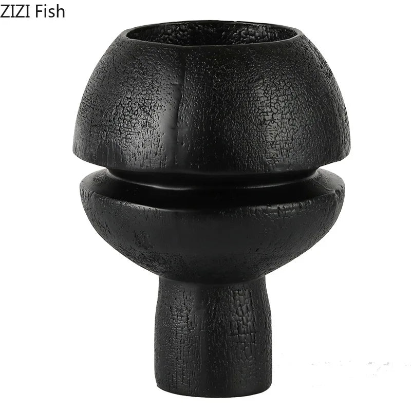 Afralia™ Black Spherical Resin Sculpture Desk Decoration Abstract Art Aesthetic Ornament