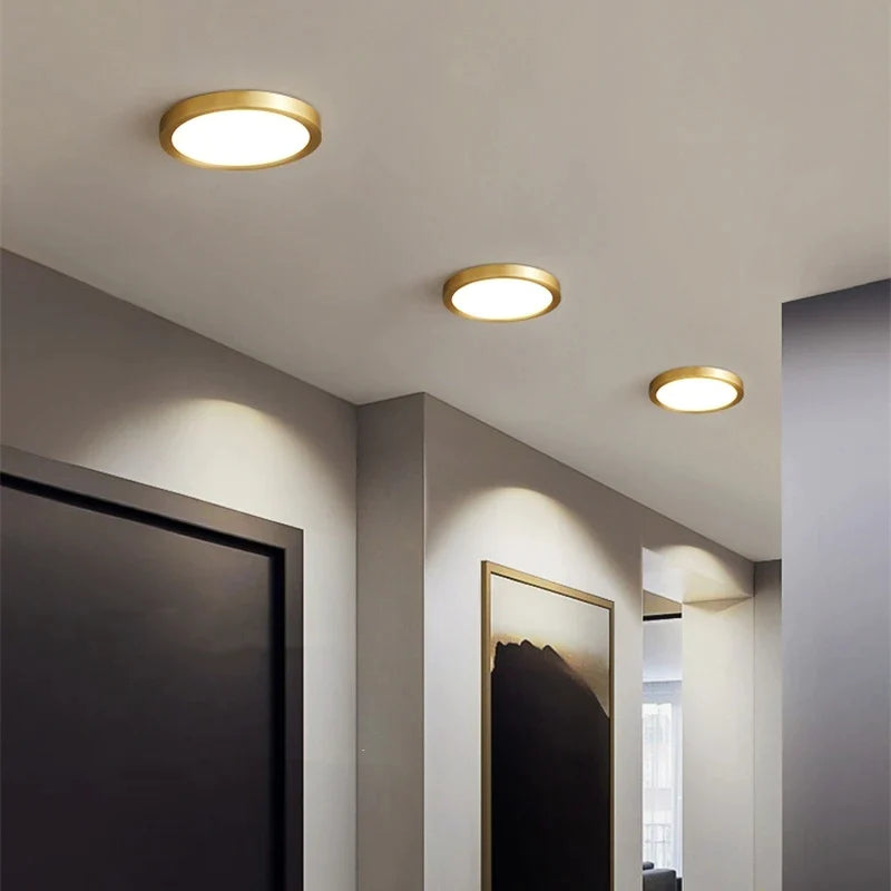 Afralia™ Nordic LED Copper Ceiling Downlight 5W/8W Spot Lighting for Kitchen Bedroom Aisle